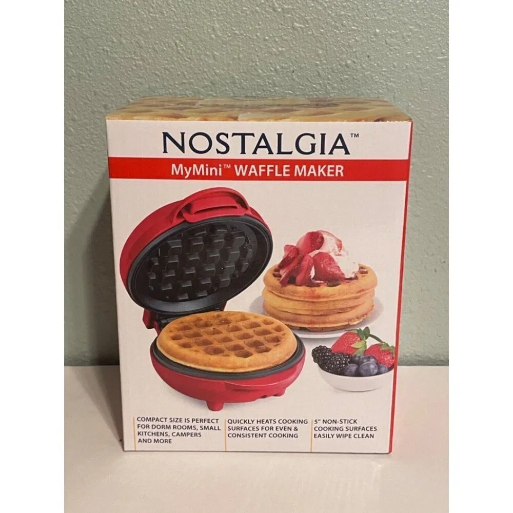 Nostalgia My Mini Personal Multi Purpose Waffle Maker 5" Electric Red New x2 - Picture 2 of 7